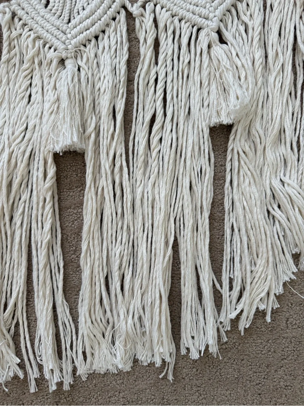 Boho Macrame Wall Hanging Garland in Natural Cream